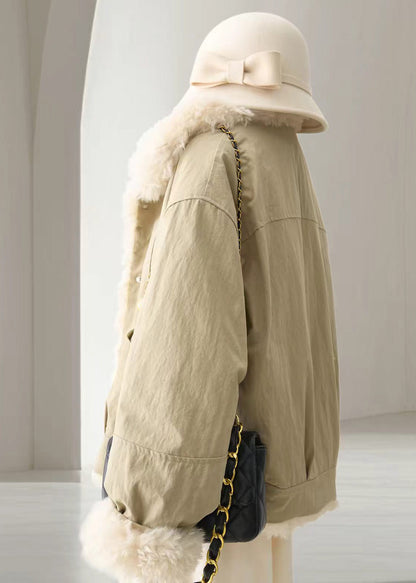 Style Light Khaki Teddy Faux Fur Parka Winter