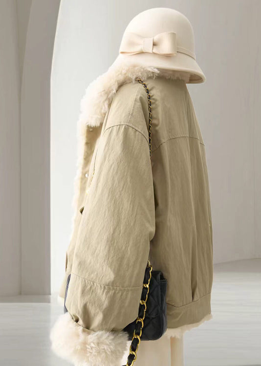 Style Light Khaki Teddy Faux Fur Parka Winter