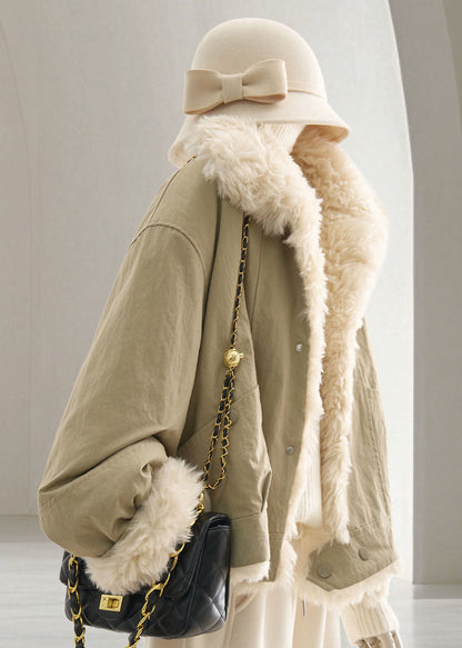 Style Light Khaki Teddy Faux Fur Parka Winter