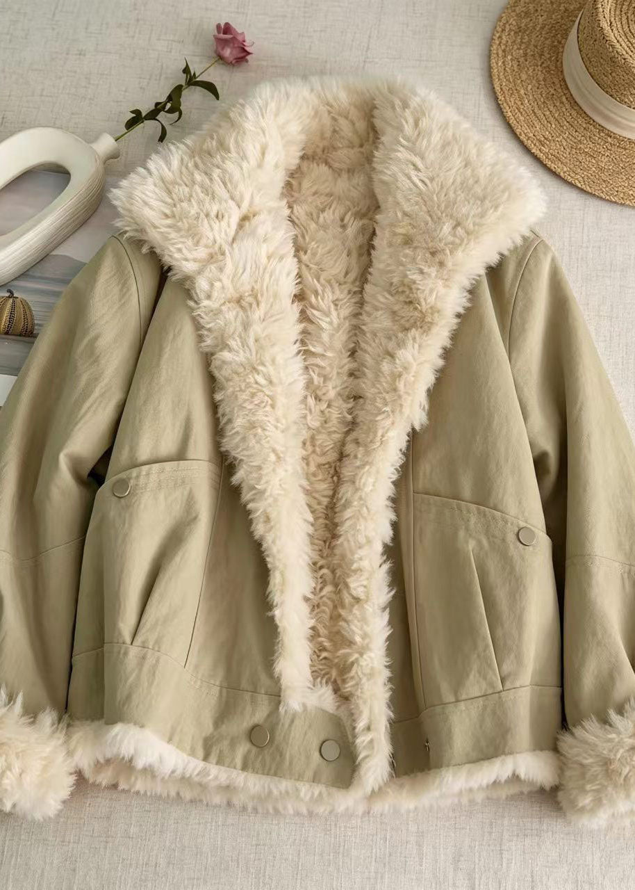 Style Light Khaki Teddy Faux Fur Parka Winter