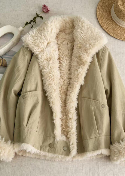 Style Light Khaki Teddy Faux Fur Parka Winter