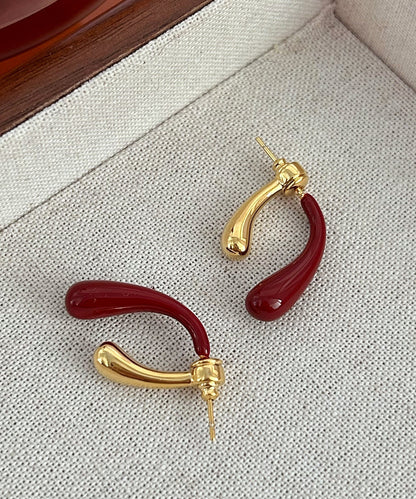 Style Mulberry Copper Overgild Water Droplet Hoop Earrings