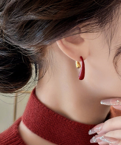 Style Mulberry Copper Overgild Water Droplet Hoop Earrings