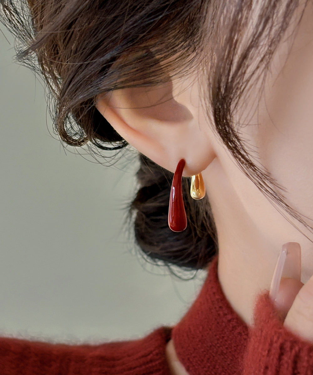 Style Mulberry Copper Overgild Water Droplet Hoop Earrings