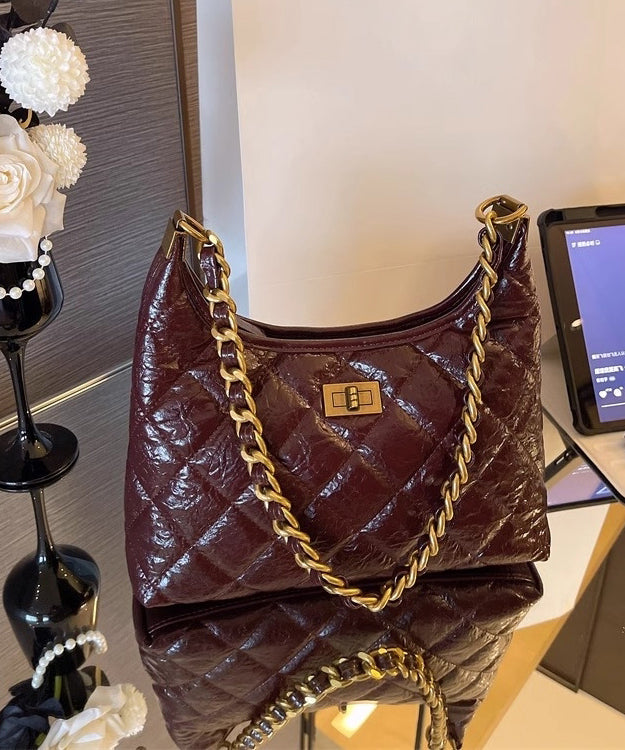 Style Mulberry Plaid Chain Linked Faux Leather Flap Bag