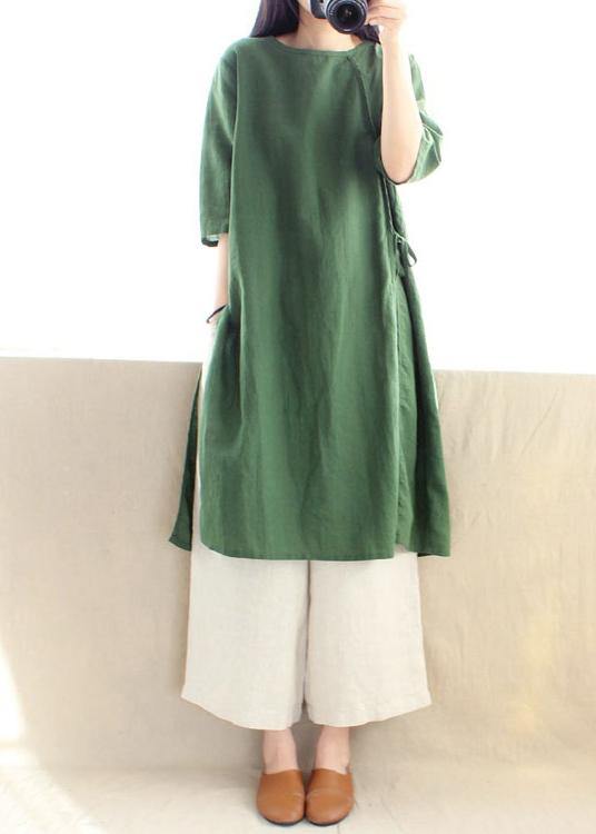 Style O Neck Half Sleeve Clothes Photography Green Dress - SooLinen