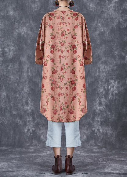 Style Orange Oversized Print Linen Maxi Dresses Summer