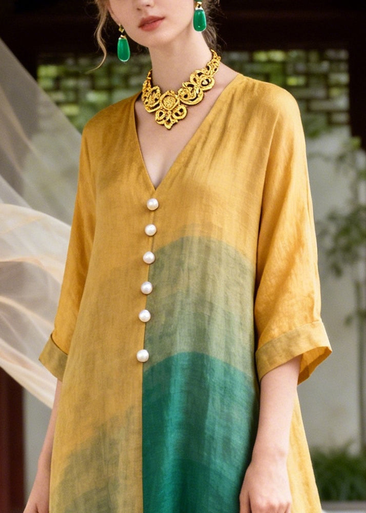Style Orange Oversized Tie Dye Fine Pearl Cotton Maxi Dresses Summer