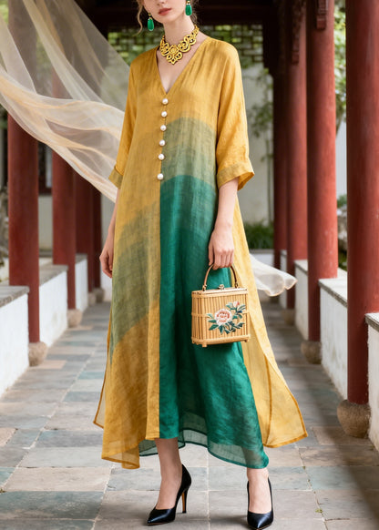 Style Orange Oversized Tie Dye Fine Pearl Cotton Maxi Dresses Summer