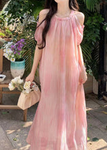 Load image into Gallery viewer, Style Pink Off The Shoulder Puff Sleeve Chiffon Dress