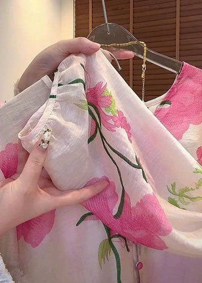 Style Pink Oversized Print Cotton Two Pieces Set Summer