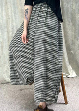 Load image into Gallery viewer, Style Red Plaid Pockets Elastic Waist Cotton Wide Leg Pants Summer
