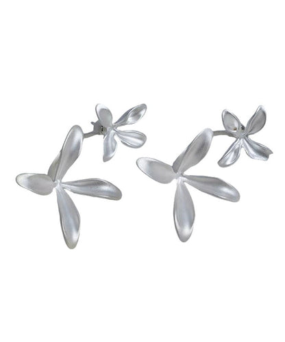 Style Silk Copper Overgild Enamel Drip Glaze Orchid Stud Earrings