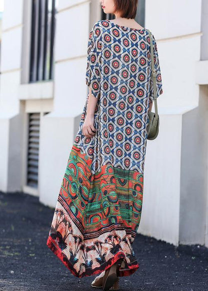 Style V Neck Dress Sleeve Print Traveling Dress - SooLinen