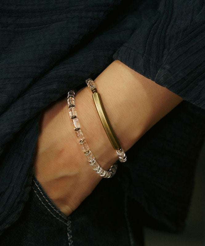 Style White Alloy Crystal Patchwork Double-Layer Unisex Chain Bracelet