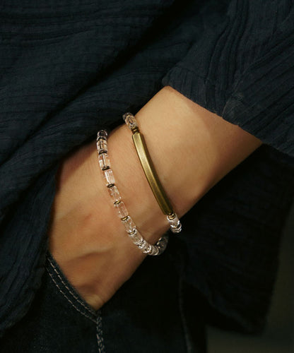 Style White Alloy Crystal Patchwork Double-Layer Unisex Chain Bracelet