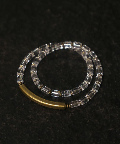 Style White Alloy Crystal Patchwork Double-Layer Unisex Chain Bracelet