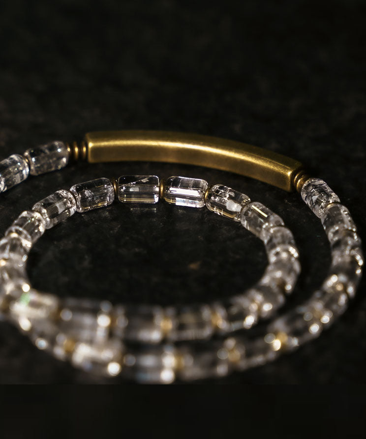 Style White Alloy Crystal Patchwork Double-Layer Unisex Chain Bracelet