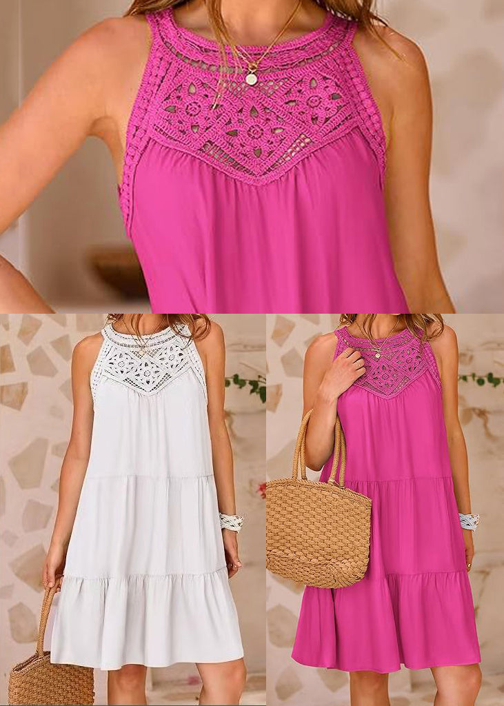 Style White Cold Shoulder Cotton Mini Dresses Summer