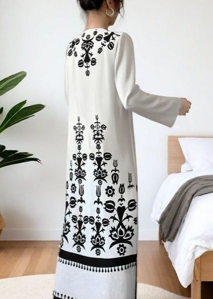 Style White Print Cotton Holiday Dress Fall