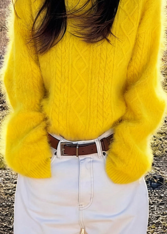 Style Yellow Oversized Warm Cozy Sweaters Winter