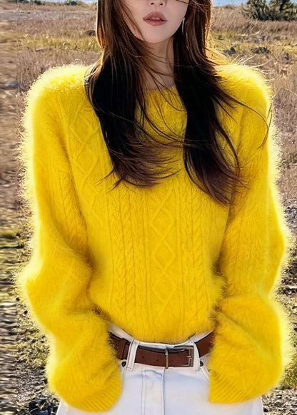 Style Yellow Oversized Warm Cozy Sweaters Winter