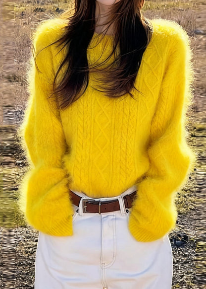 Style Yellow Oversized Warm Cozy Sweaters Winter