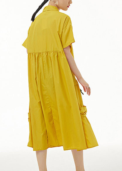 Style Yellow Patchwork Solid Maxi Dresses Summer