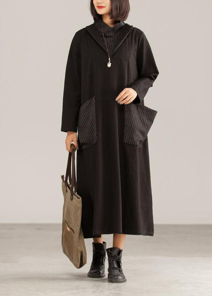 Style cotton Tunics 2025 Cotton Large Pocket A-line Women Fashion Dress