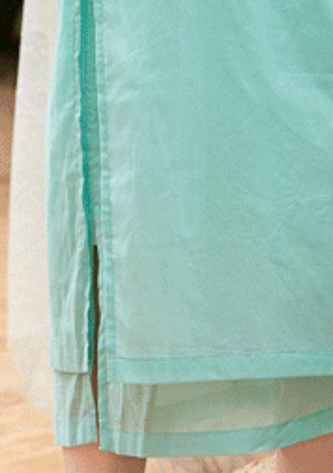 Style light green cotton Tunics half sleeve o neck Traveling summer Dress - SooLinen