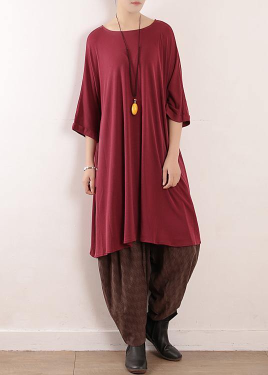 Style o neck large hem silk quilting clothes Omychic Work red daily Dresses Summer - SooLinen