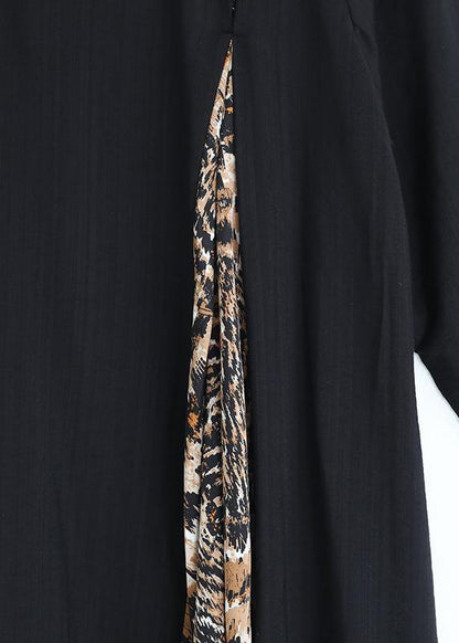 Style o neck patchwork clothes For Women Shirts black Traveling Dress - SooLinen