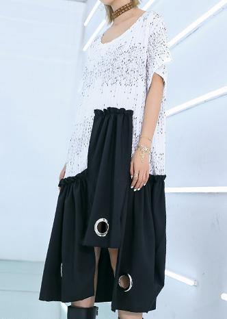 Style white Cotton dresses patchwork A Line summer Dress - SooLinen