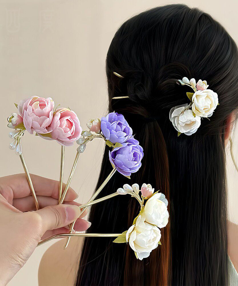 Stylish Alloy Crape Myrtle U-Shaped Hairpin Three-Piece Set