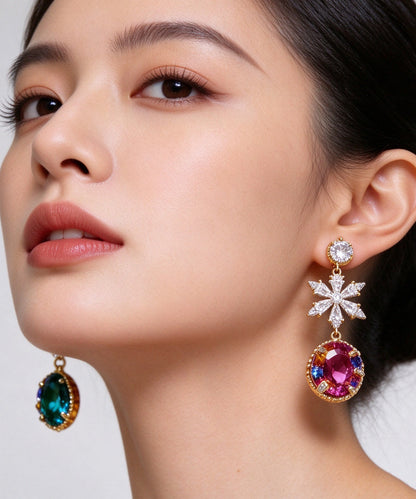 Stylish Asymmetrical Crystal Zircon Metal Drop Earrings