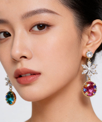 Stylish Asymmetrical Crystal Zircon Metal Drop Earrings