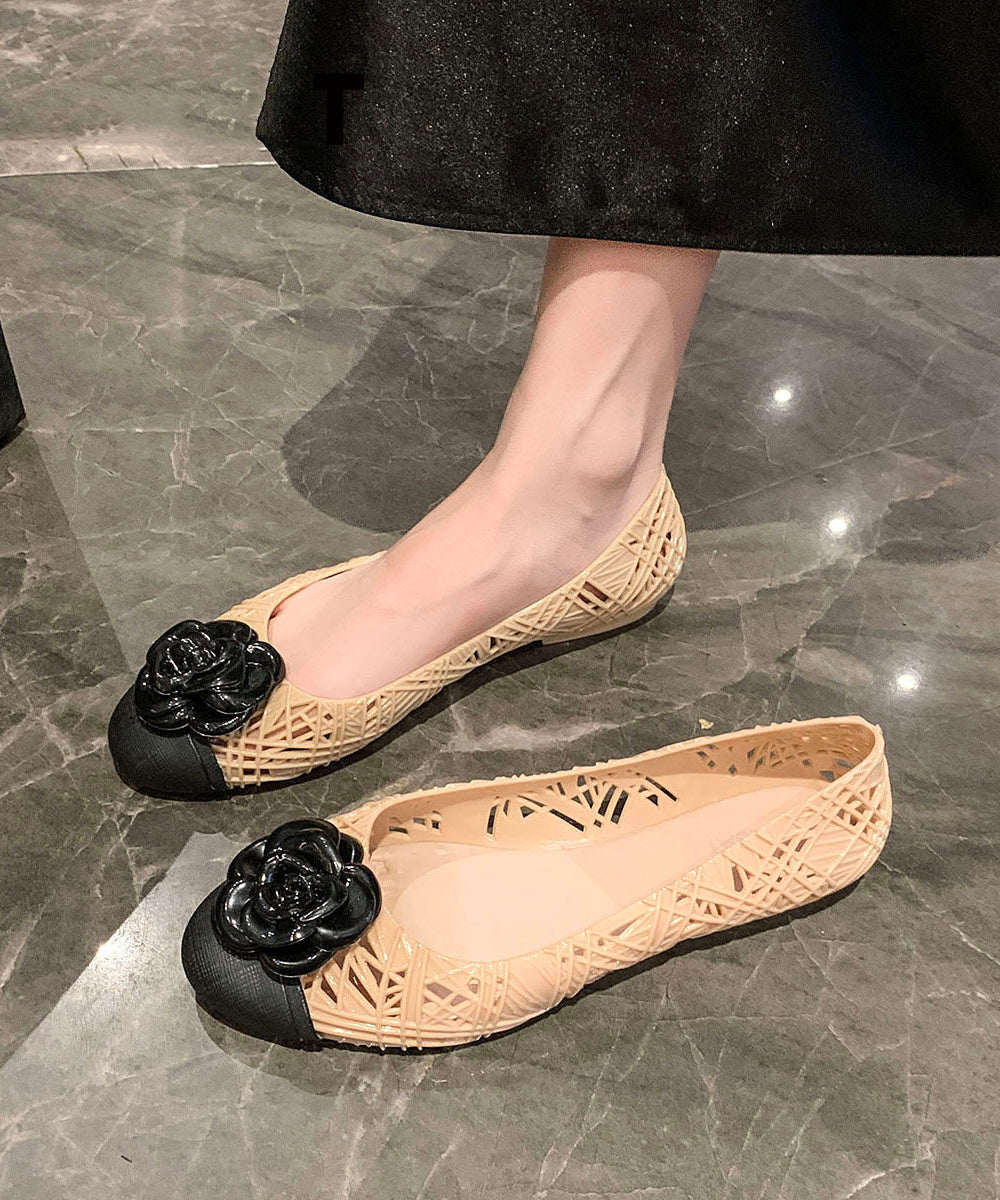 Stylish Beige Floral Splicing Hollow Out Sandals
