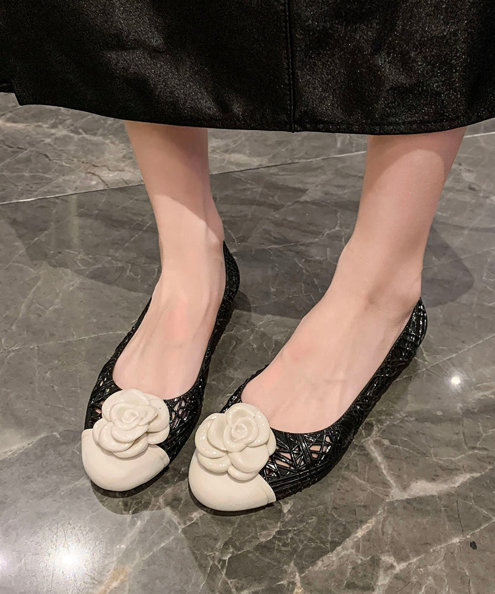Stylish Beige Floral Splicing Hollow Out Sandals