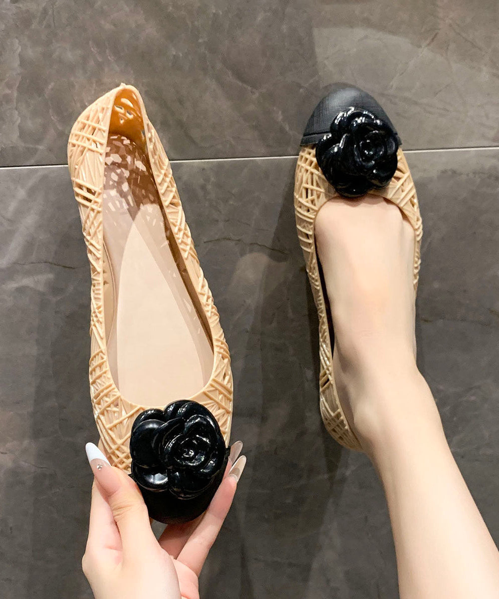 Stylish Beige Floral Splicing Hollow Out Sandals
