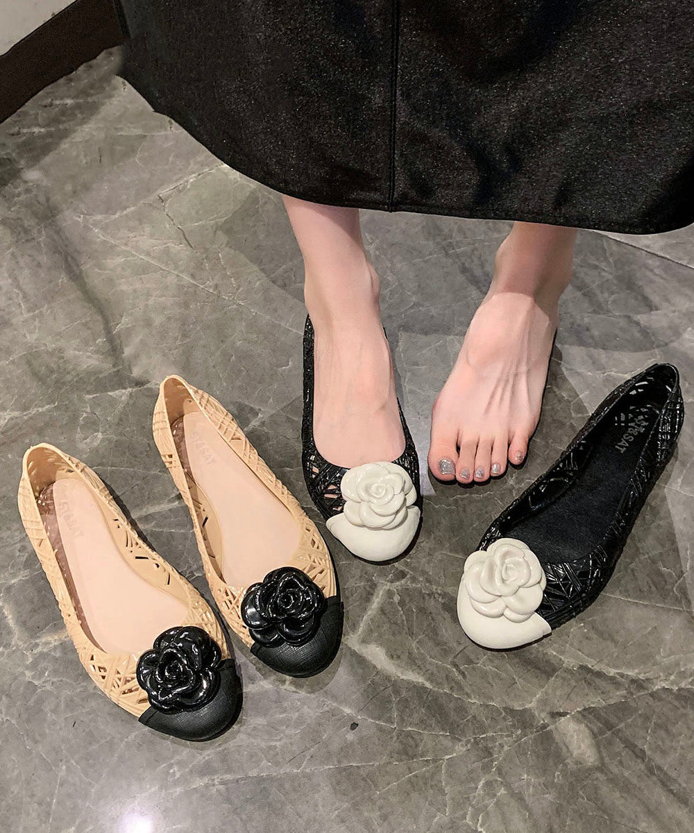 Stylish Beige Floral Splicing Hollow Out Sandals