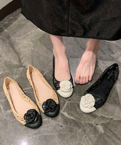 Stylish Beige Floral Splicing Hollow Out Sandals