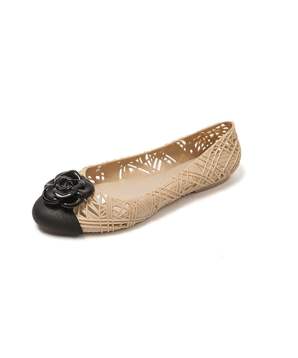 Stylish Beige Floral Splicing Hollow Out Sandals