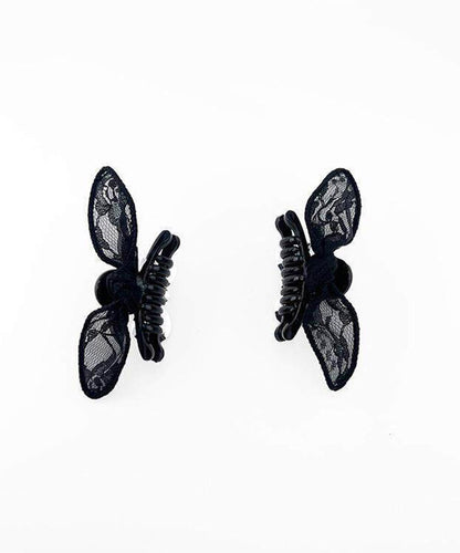 Stylish Black Alloy Lace Bow A Pair Hairpin