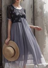 Load image into Gallery viewer, Stylish Black Asymmetrical Patchwork Cotton Dresses Summer