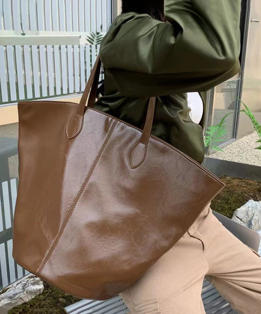 Stylish Black Large Capacity Solid Durable Faux Leather Bucket Bag
