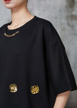 Load image into Gallery viewer, Stylish Black Oversized Metal Chain Cotton Tops Summer