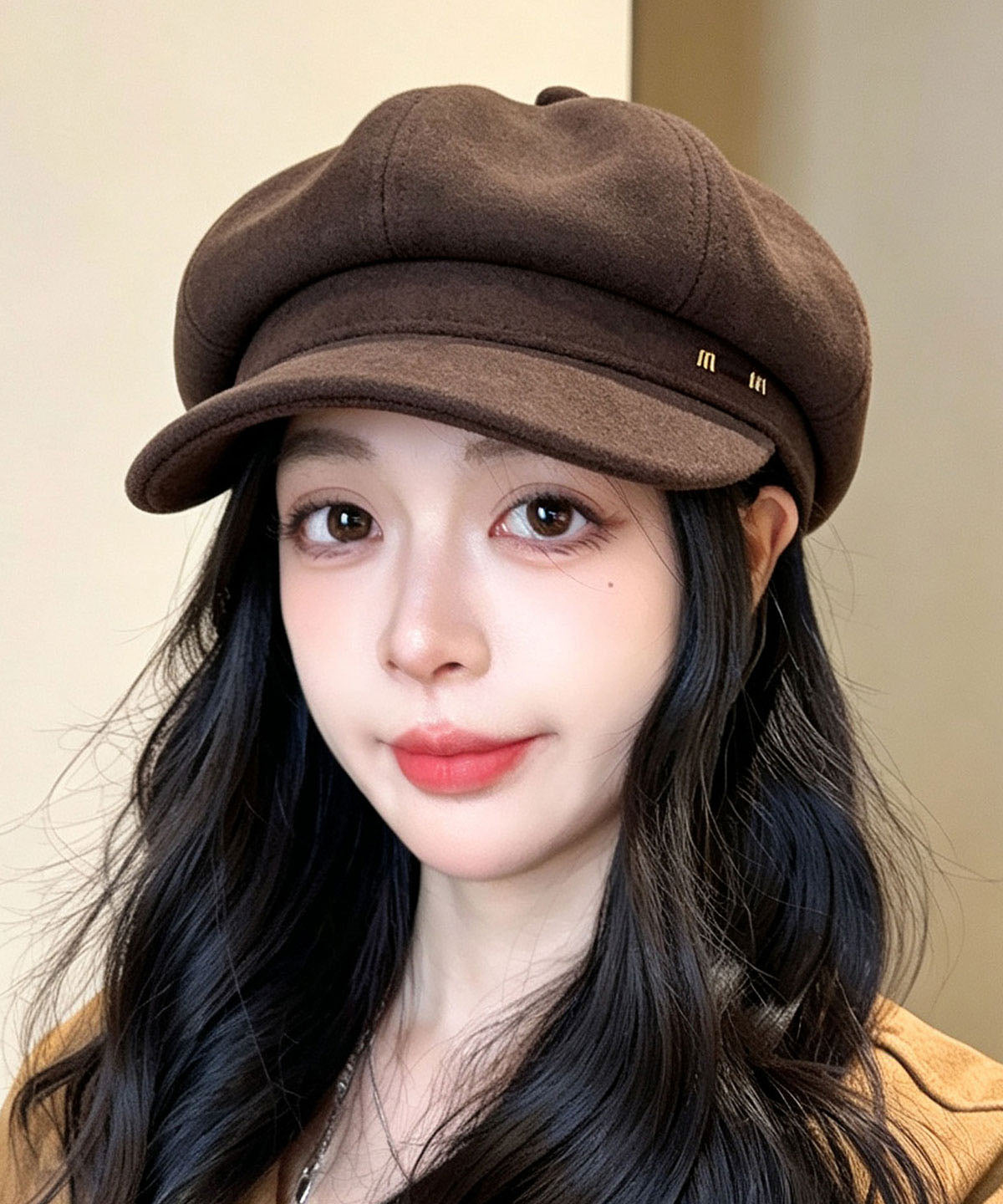 Stylish Black Patchwork Faux Suede Breton Hat