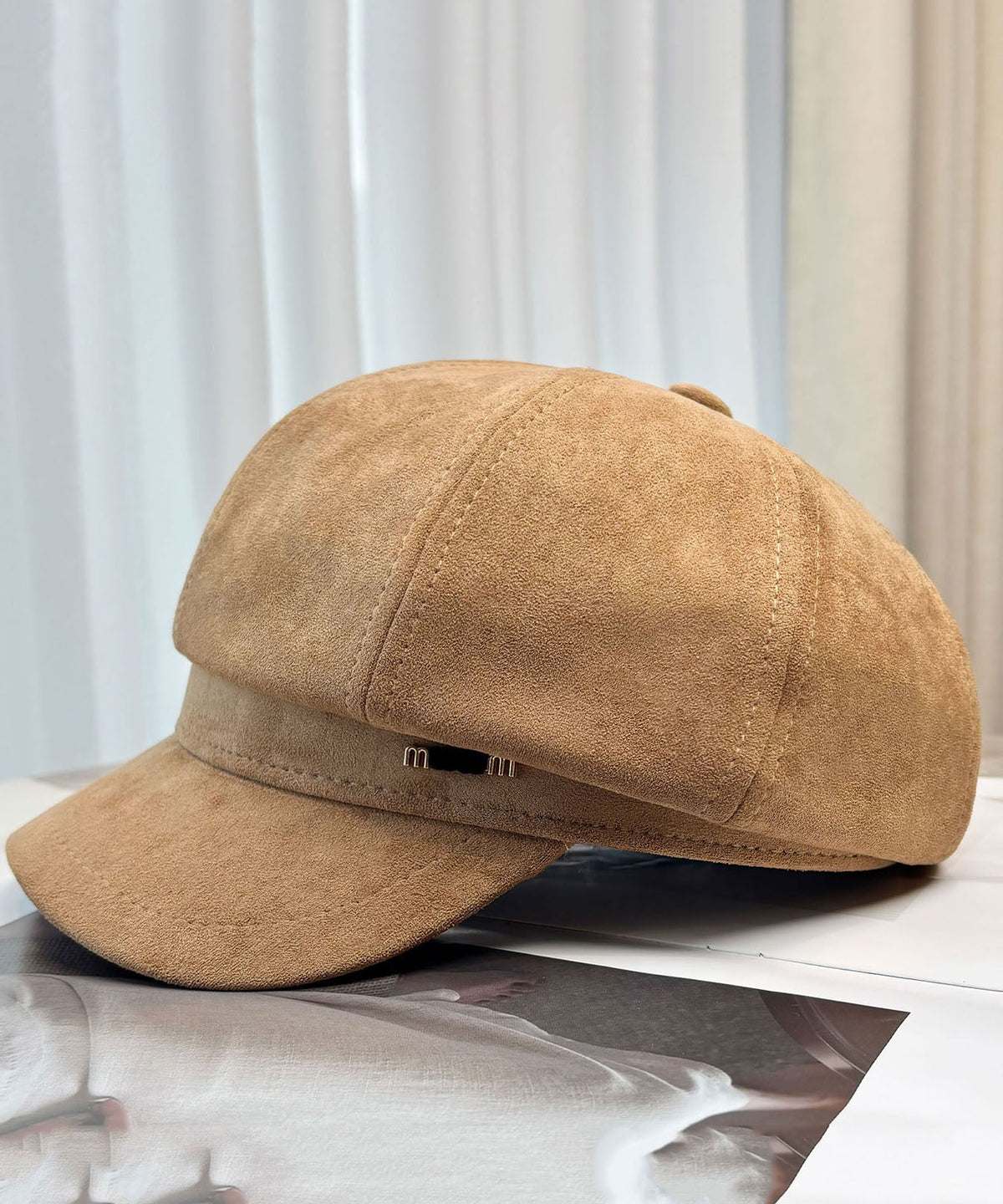 Stylish Black Patchwork Faux Suede Breton Hat