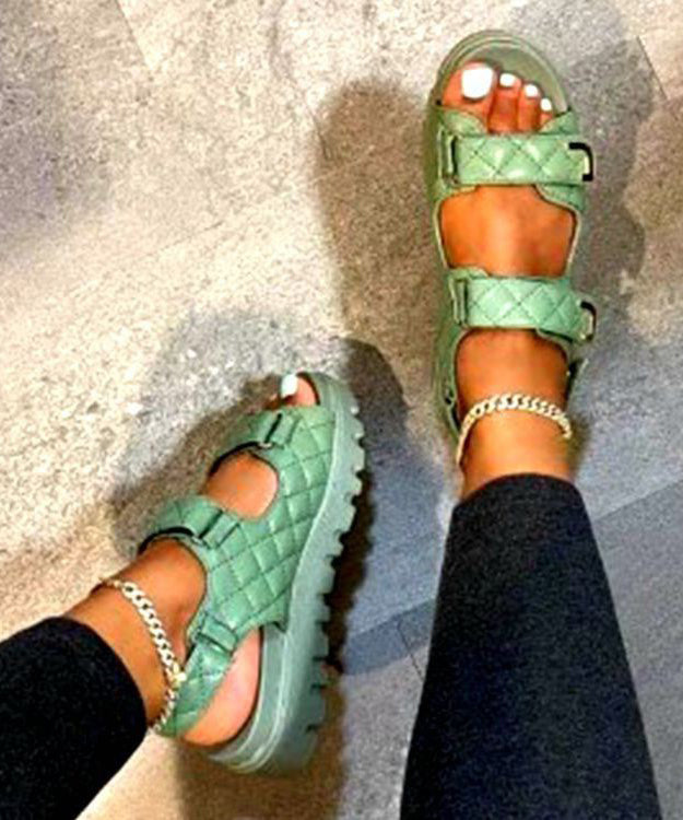 Stylish Black Plaid Splicing Platform Sandals Peep Toe