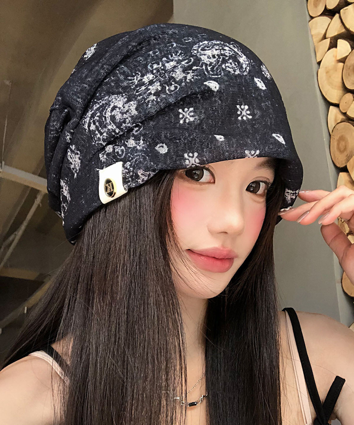 Stylish Black Tie Dye Thin Breathable Bonnie Hat